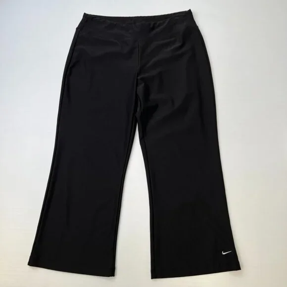 Vintage Nike Pant Women Medium Wide Leg Crop Swoosh 28x23 Gym Retro Y2K Core Ex - Picture 1 of 10